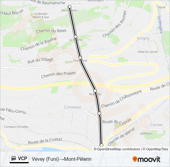 Plan de la ligne VCP de funiculaire