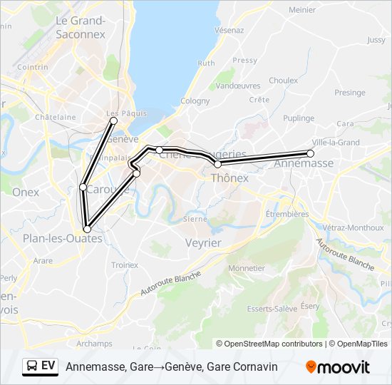 Plan de la ligne EV de bus