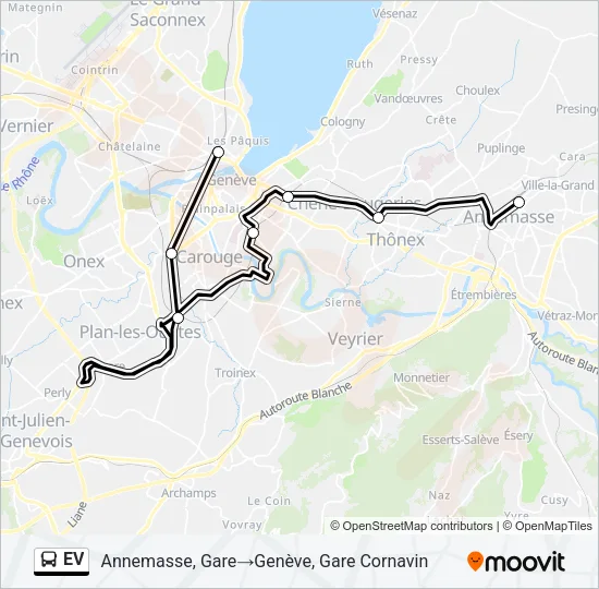 Plan de la ligne EV de bus