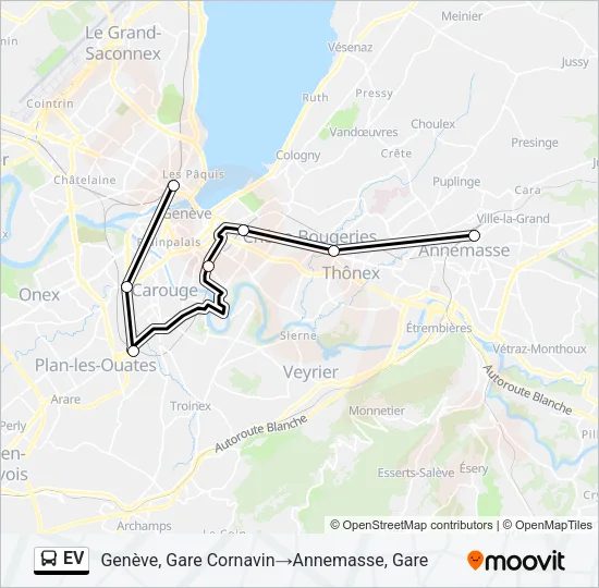 Plan de la ligne EV de bus