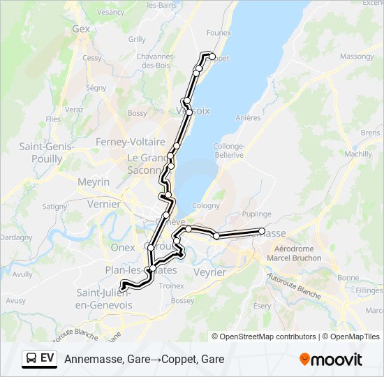 Plan de la ligne EV de bus