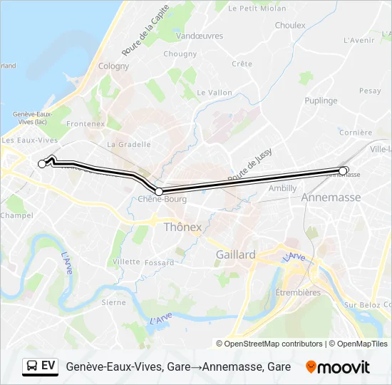 Plan de la ligne EV de bus