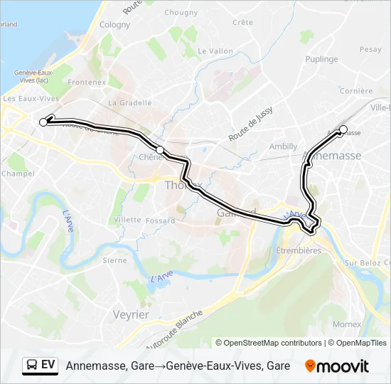 Plan de la ligne EV de bus