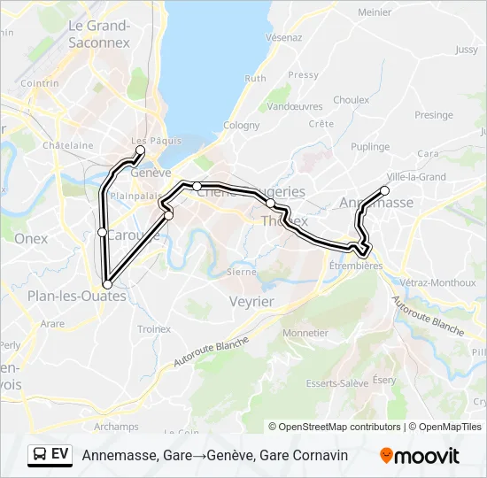 Plan de la ligne EV de bus