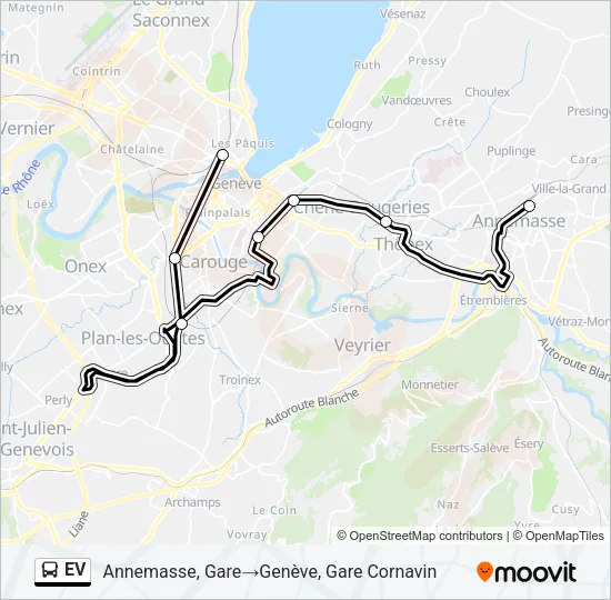 Plan de la ligne EV de bus