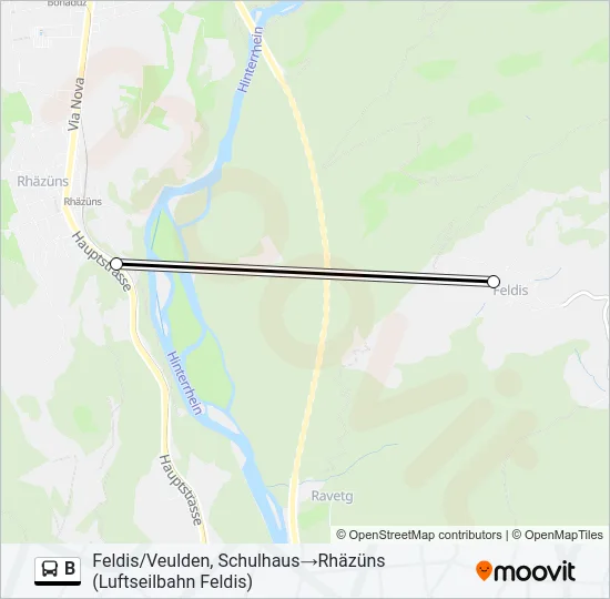 Plan de la ligne B de bus