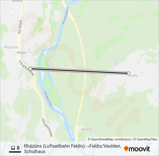 Plan de la ligne B de bus