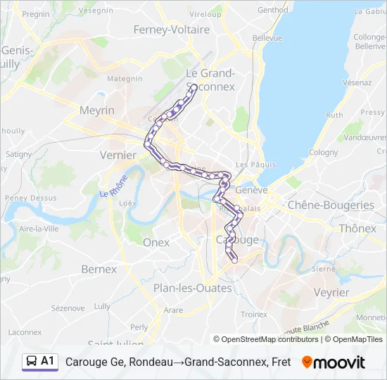 Plan de la ligne A1 de bus