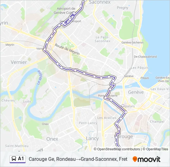Plan de la ligne A1 de bus