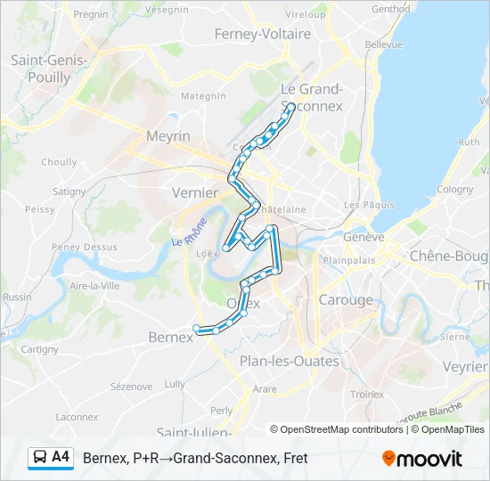 Plan de la ligne A4 de bus