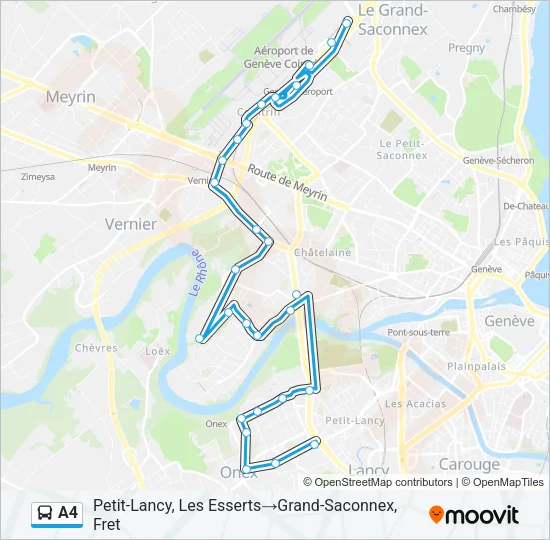 Plan de la ligne A4 de bus