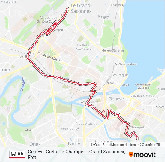 Plan de la ligne A6 de bus