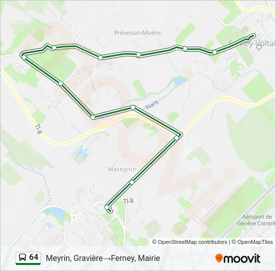 Plan de la ligne 64 de bus