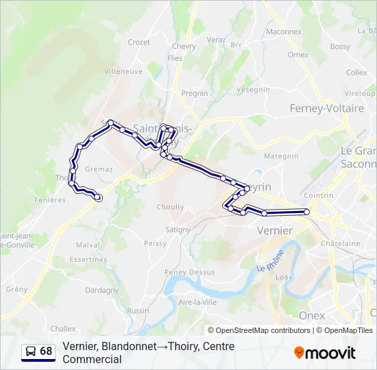 Plan de la ligne 68 de bus