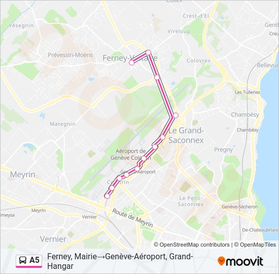 Plan de la ligne A5 de bus