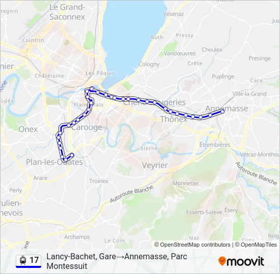 Plan de la ligne 17 de tram