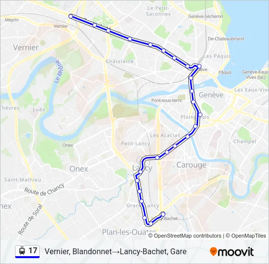 Plan de la ligne 17 de tram