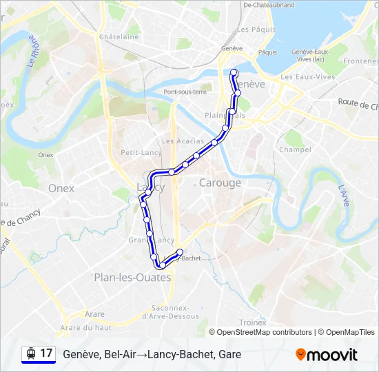 Plan de la ligne 17 de tram