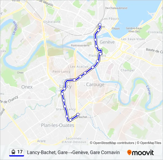 Plan de la ligne 17 de tram