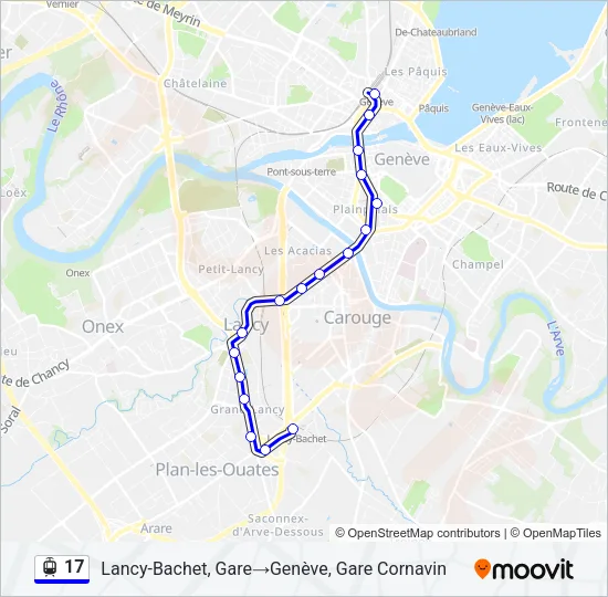 Plan de la ligne 17 de tram