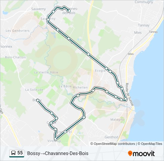 55 Bus Line Map