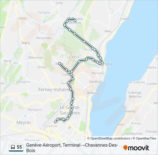 55 Bus Line Map