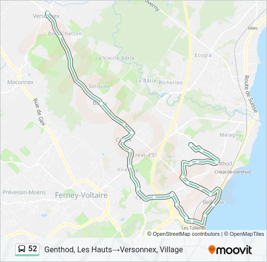 52 Bus Line Map