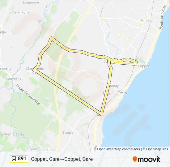 891 Bus Line Map