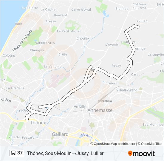 Plan de la ligne 37 de bus