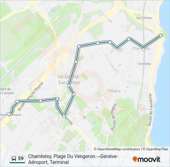 Plan de la ligne 59 de bus