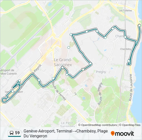 Plan de la ligne 59 de bus