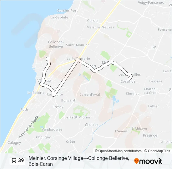 Plan de la ligne 39 de bus