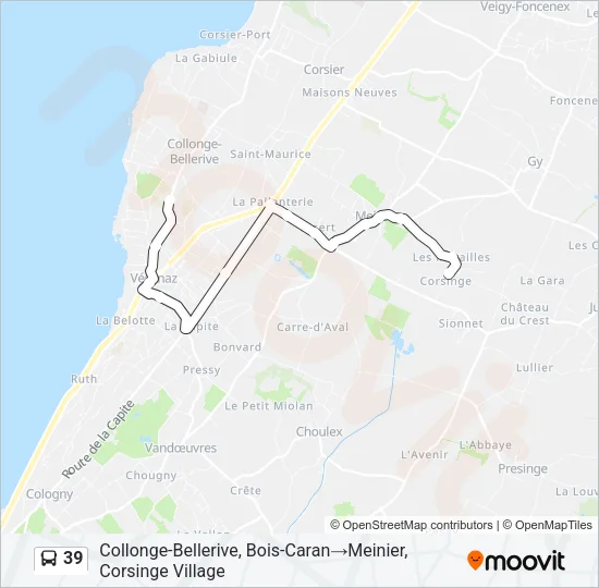 Plan de la ligne 39 de bus