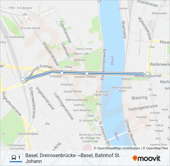 1 Bus Line Map