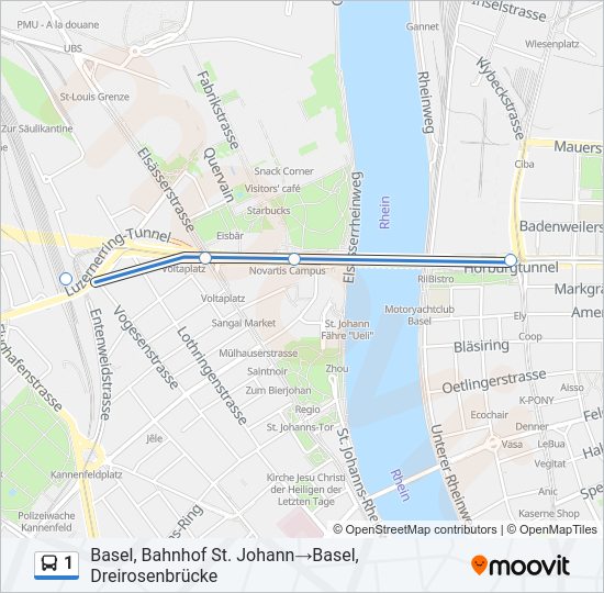 1 Bus Line Map