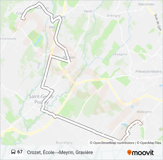 Plan de la ligne 67 de bus