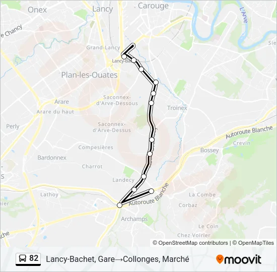 Plan de la ligne 82 de bus