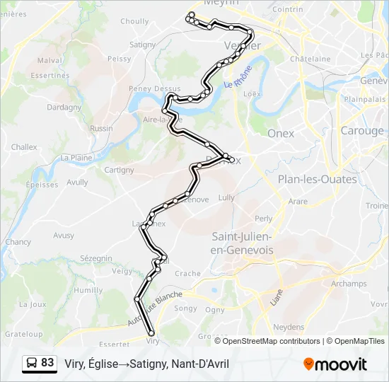 Plan de la ligne 83 de bus