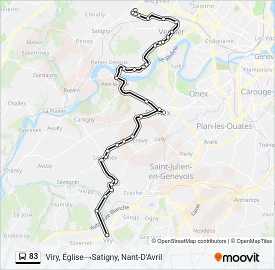 Plan de la ligne 83 de bus