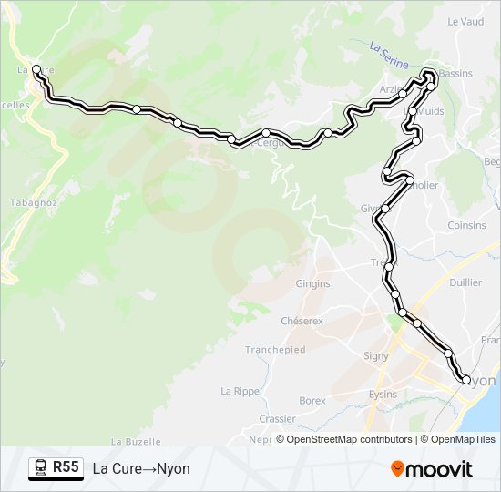 R55 Train Line Map