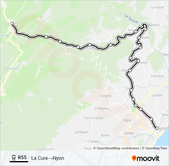 R55 Train Line Map