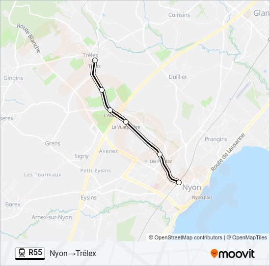 R55 train Line Map