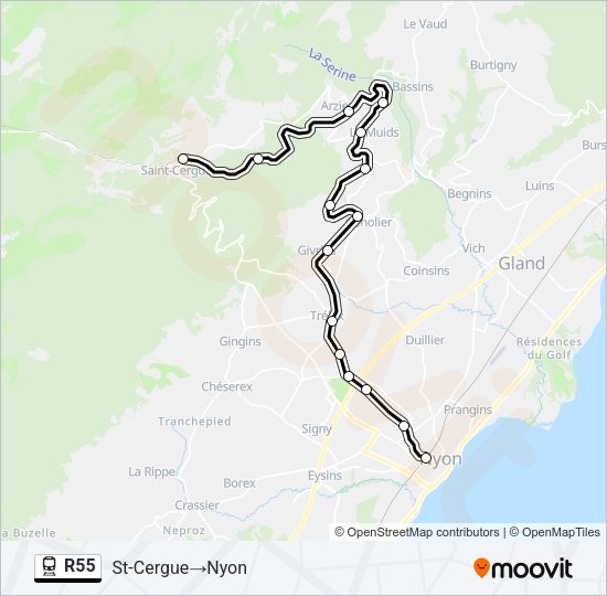 R55 Train Line Map