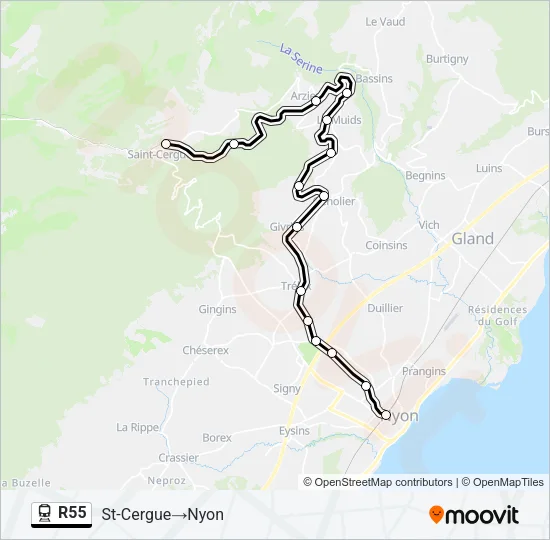 R55 Train Line Map