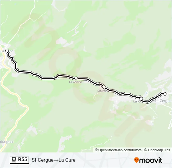 Plan de la ligne R55 de train
