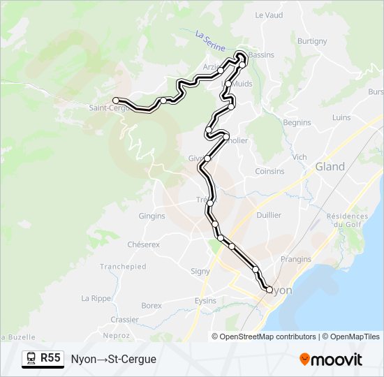 R55 Train Line Map