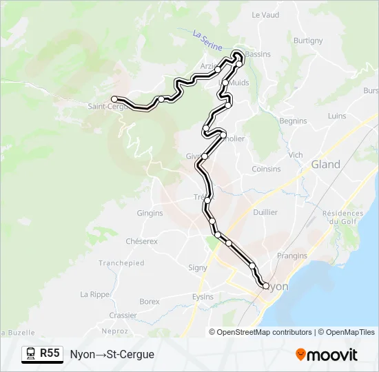 R55 Train Line Map