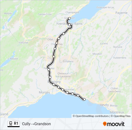 R1 train Line Map