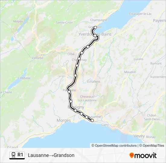 R1 Train Line Map