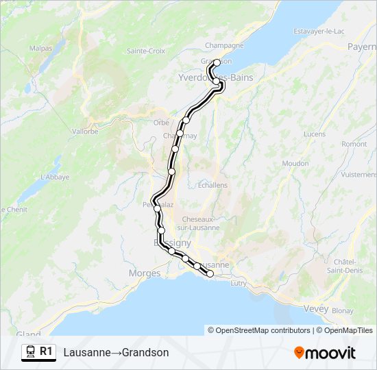 R1 Train Line Map